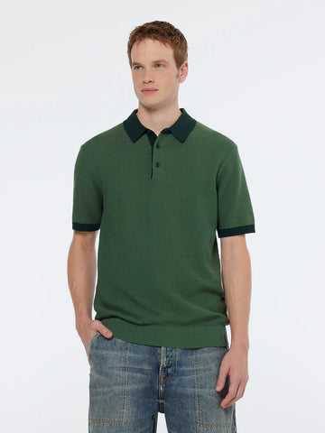 Sage Green Structured Knitted Solid Polo