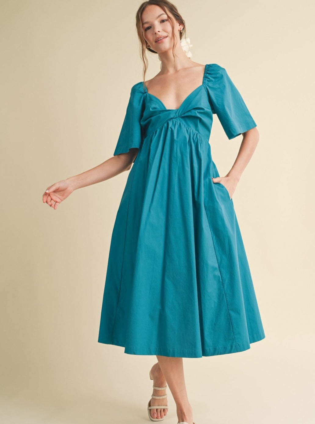 Teal Eldora Midi Dress