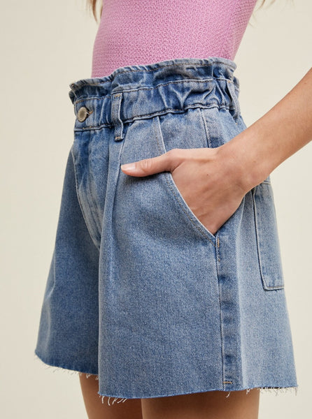 Denim Paperbag Shorts