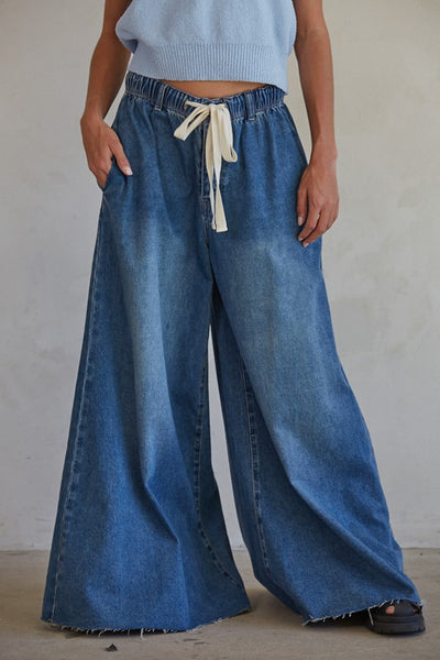 Dark Denim Ultra Wide Leg Pants