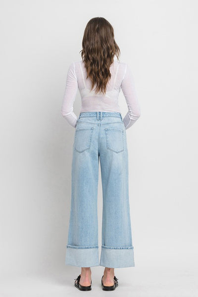 Streamlined Super High Rise Cuffed Baggy Wide Denim