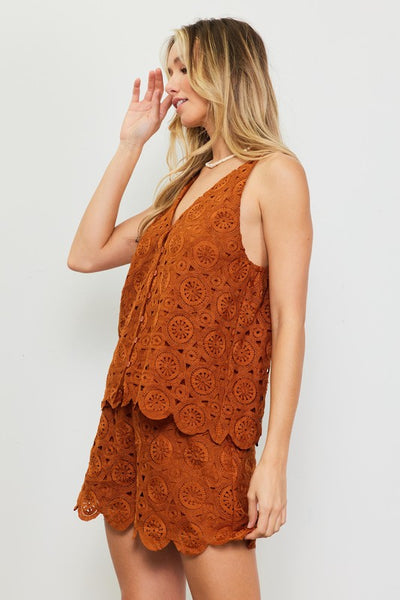 Tuscan Tan Crochet Tank Top