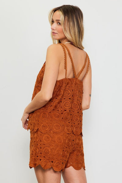 Tuscan Tan Crochet Tank Top