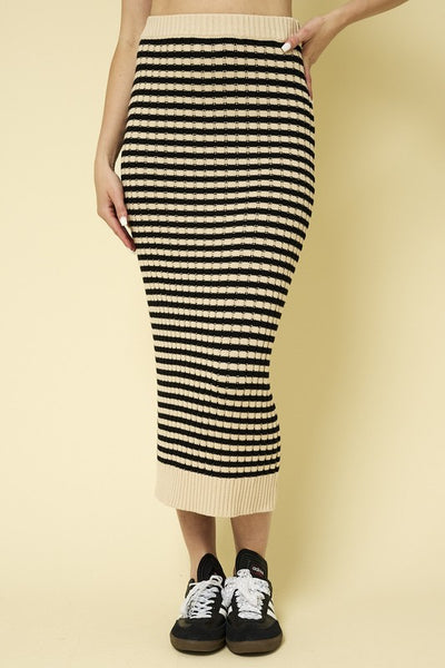 Cream & Black Stripe Joyce Skirt