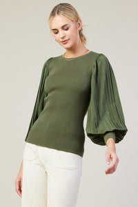 Olive Pleated Rory Top