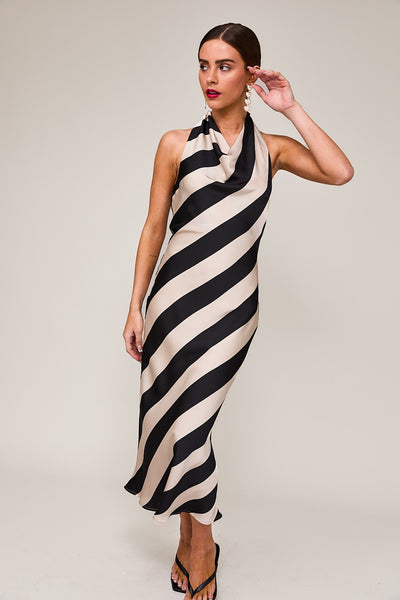 Taupe & Black Stripe Kelli Dress