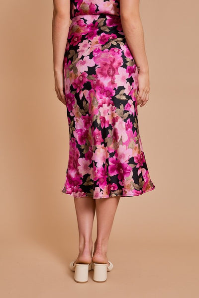 Black & Fuchsia Floral Skirt