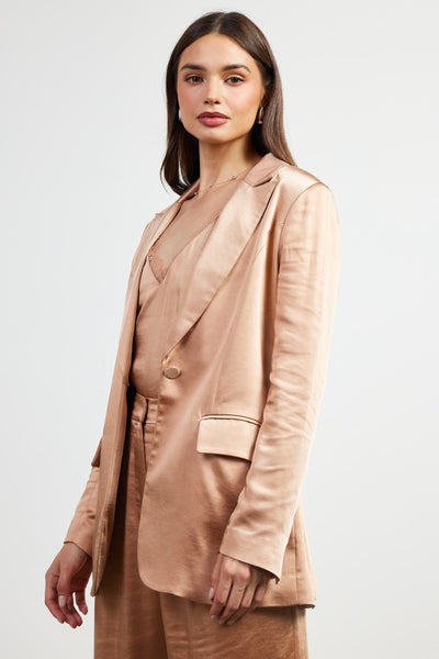 Almond Isabella Satin Blazer