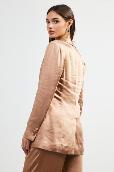 Almond Isabella Satin Blazer