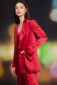 Red Isabella Satin Blazer