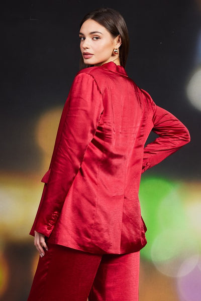 Red Isabella Satin Blazer