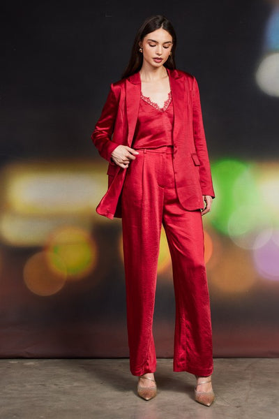 Red Isabella Satin Blazer