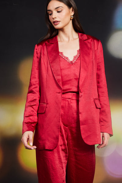 Red Isabella Satin Blazer