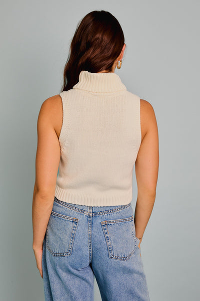 White Turtle Neck Joy Knit Top