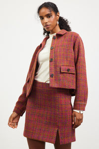 Plum-Camel Lyra Tweed Mini Skirt