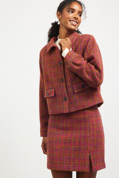 Plum-Camel Lyra Tweed Jacket