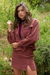 Plum-Camel Lyra Tweed Jacket