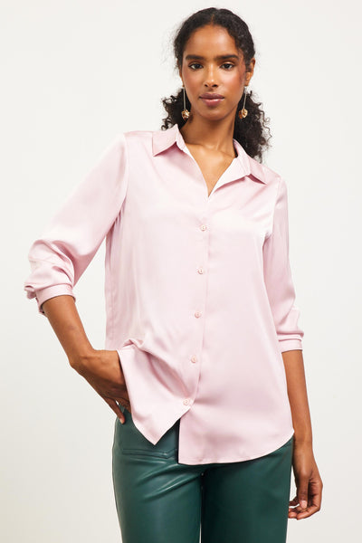 Dusty Pink Harper Satin Blouse