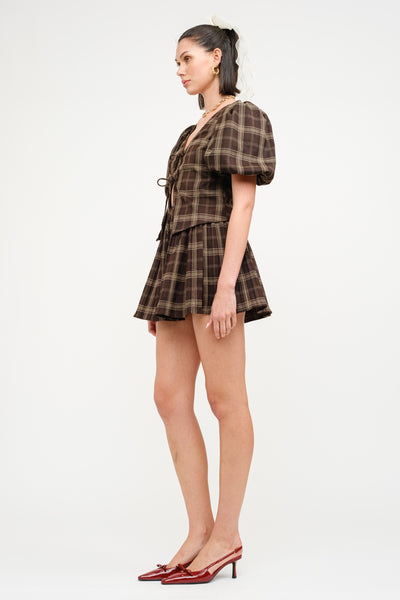 Brown Plaid Carmin Blouse