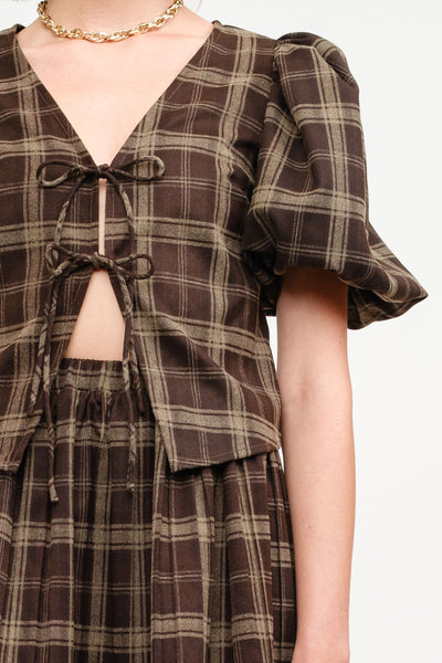 Brown Plaid Carmin Blouse