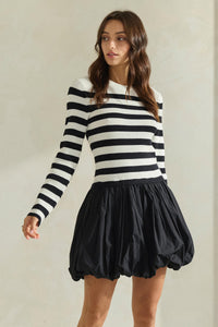 Ivory & Black Stripe Adria Dress