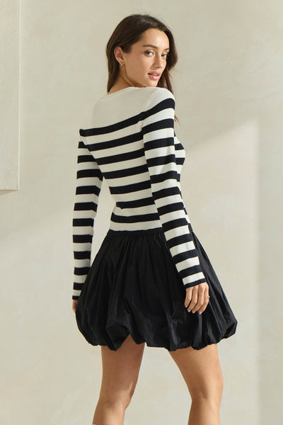 Ivory & Black Stripe Adria Dress