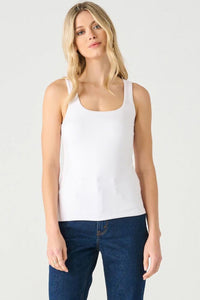 White Square Neck Indy Tank