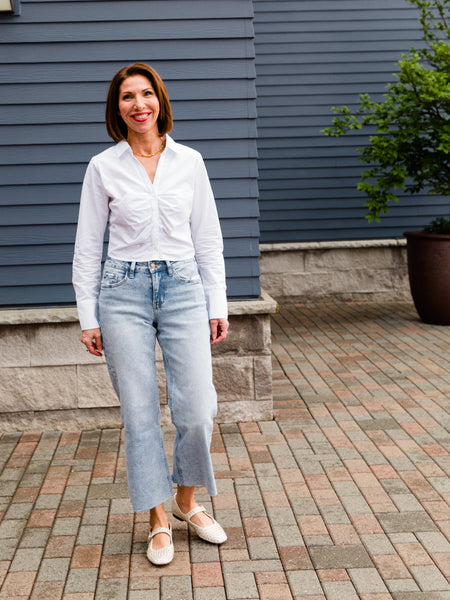 White Rushed Button Up