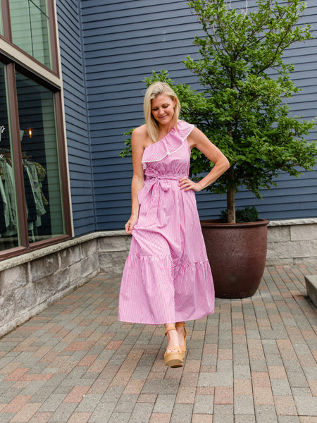 Red & White Picnic Midi Dress