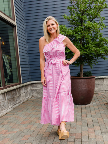 Red & White Picnic Midi Dress