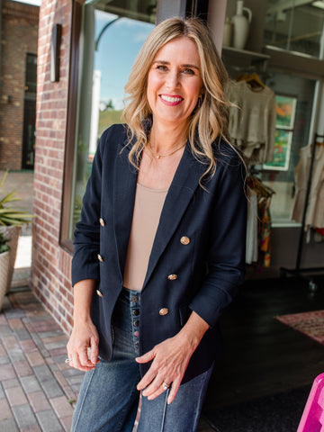 Navy Ocean Button Blazer