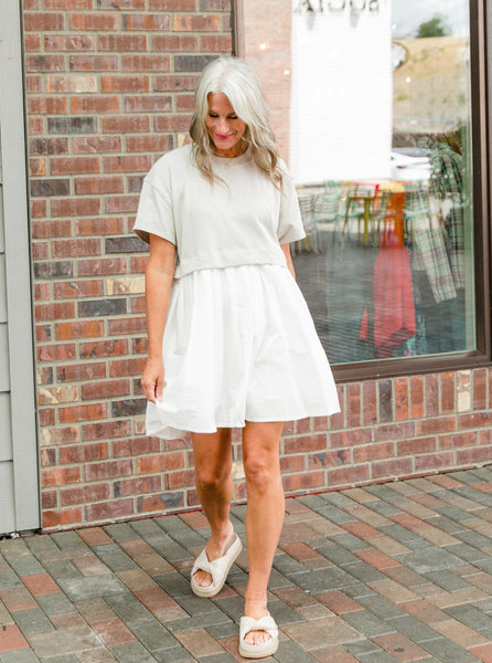 Stone & White Mini Romper Dress