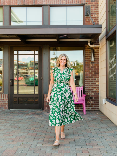 Green Floral Catherine Dress