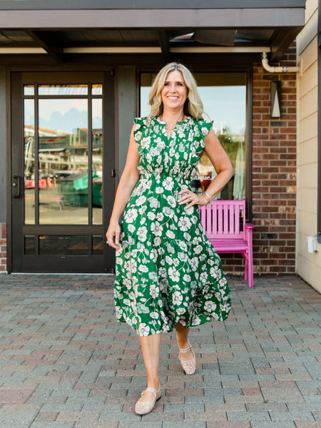 Green Floral Catherine Dress