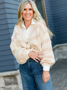 Taupe Striped Traci Cardigan