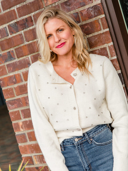 Ivory Dot Button Cardigan