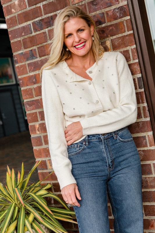 Ivory Dot Button Cardigan