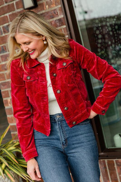 Red Julie Crop Jacket