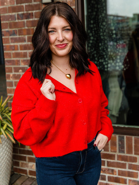 Red Collared Mandy Cardigan