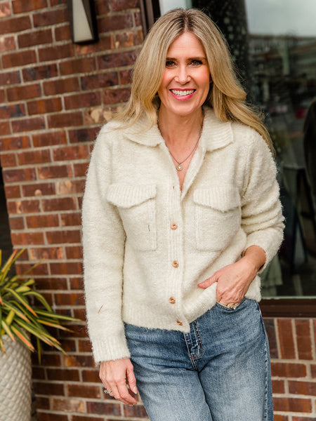 Ivory Double Pocket Cardigan