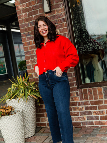 Red Collared Mandy Cardigan