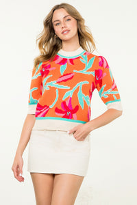 Orange Floral Abera Sweater