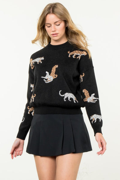 Black Animal Print Sweater