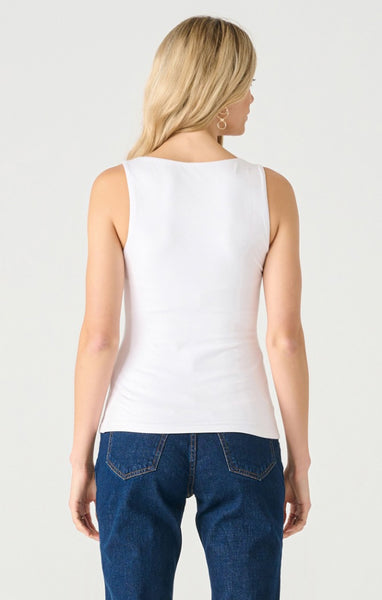 White Square Neck Indy Tank