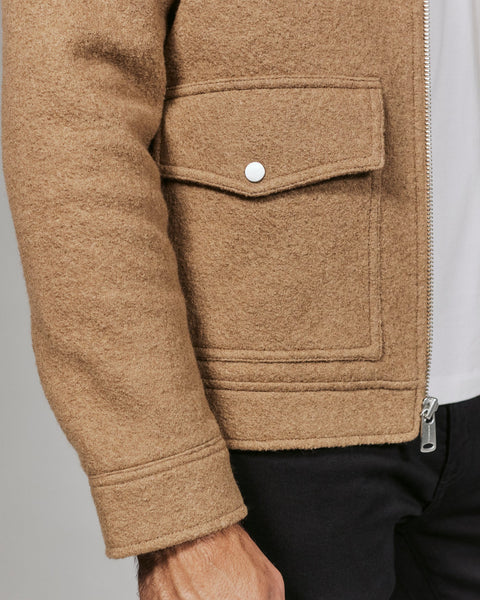 Tan Boucle Zip Jacket