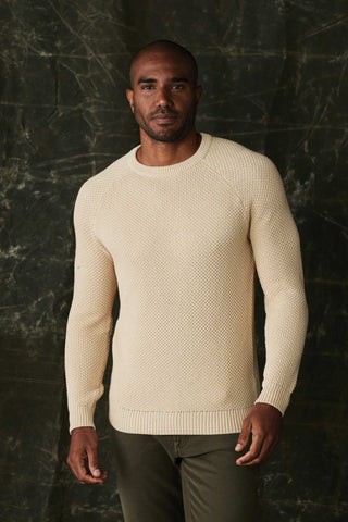 Tan Moss Stitch Crew