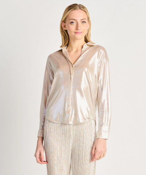 Beige Foil Mirrorball Blouse