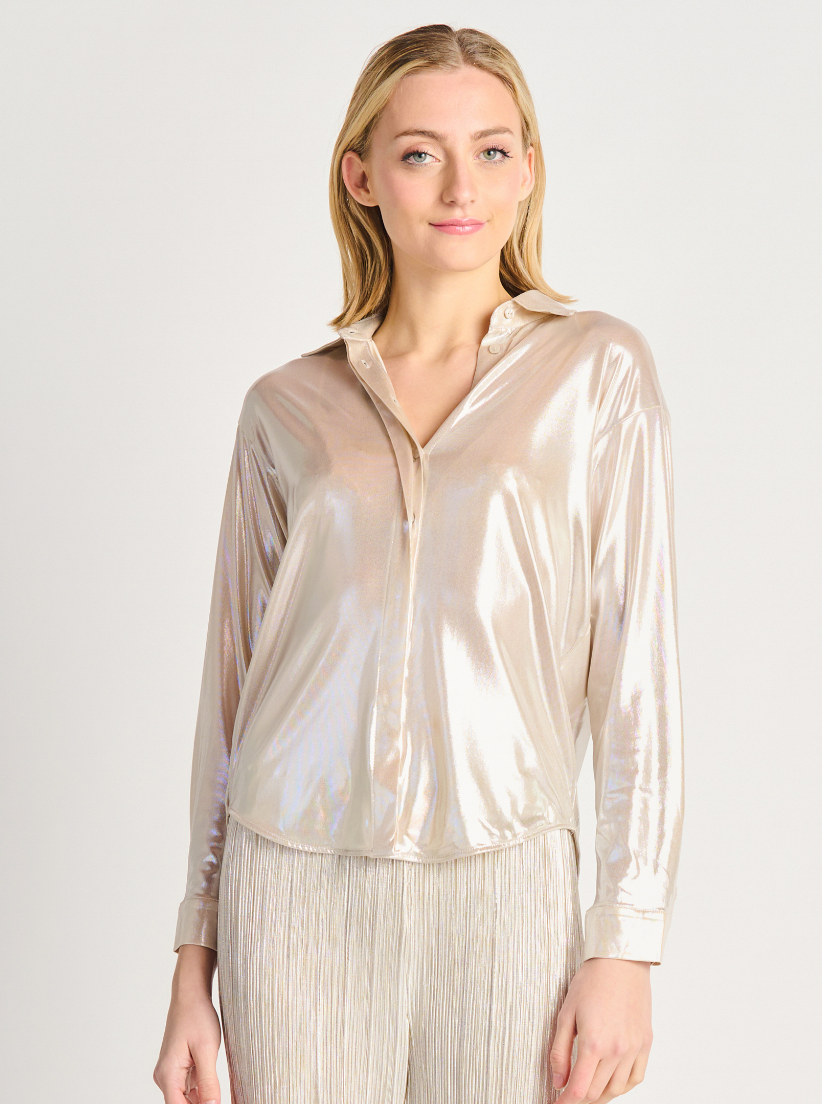 Beige Foil Mirrorball Blouse