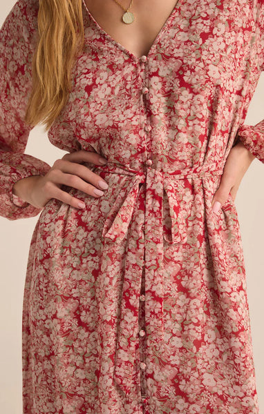 Crimson Crush Della Floral Print Dress