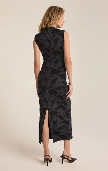 Black Tatum Shadow Floral Midi Dress